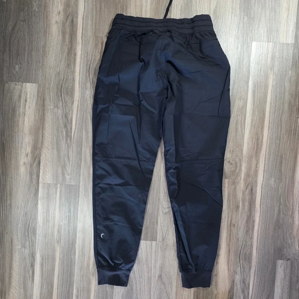 Zyia Active Black Pinstripe Textured Joggers Womens XL‎ Drawstring Cuffs